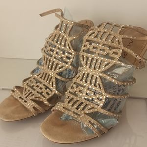 Via Spiga suede rhinestone strappy sandals